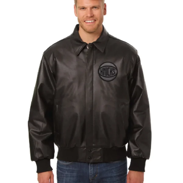 New York Knicks Shirt Collar Black Varsity Jacket