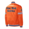 New York Knicks Slider Orange Varsity Jacket 1