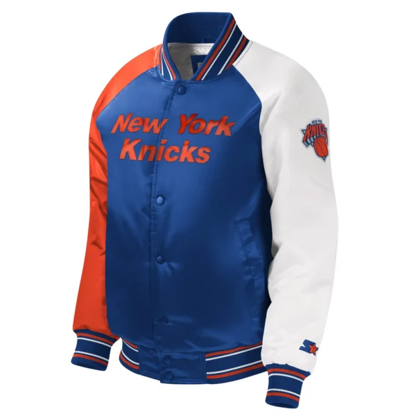New York Knicks Tri-Color Royal Varsity Jacket