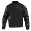 New York Knicks Triple Black Wool & Leather Black Varsity Jacket