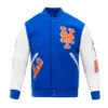 New York Mets Classic Logo Wool & Leather Varsity Jacket