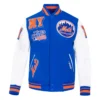 New York Mets Mashup Wool & Leather Varsity Jacket 2