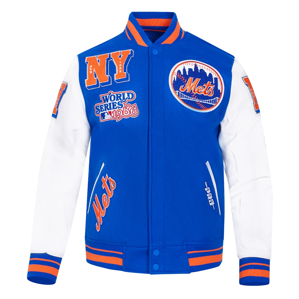 New York Mets Mashup Wool & Leather Varsity Jacket 2