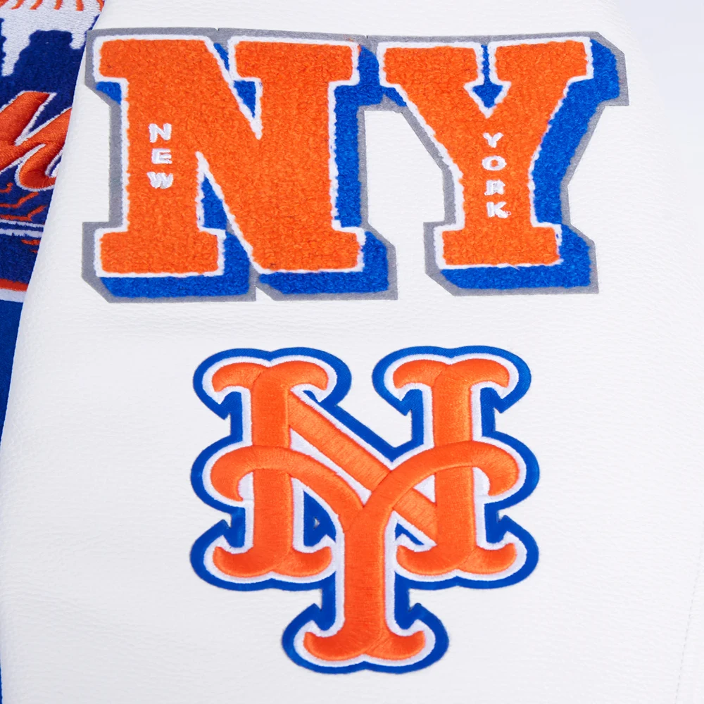 New York Mets Mashup Wool & Leather Varsity Jacket 6