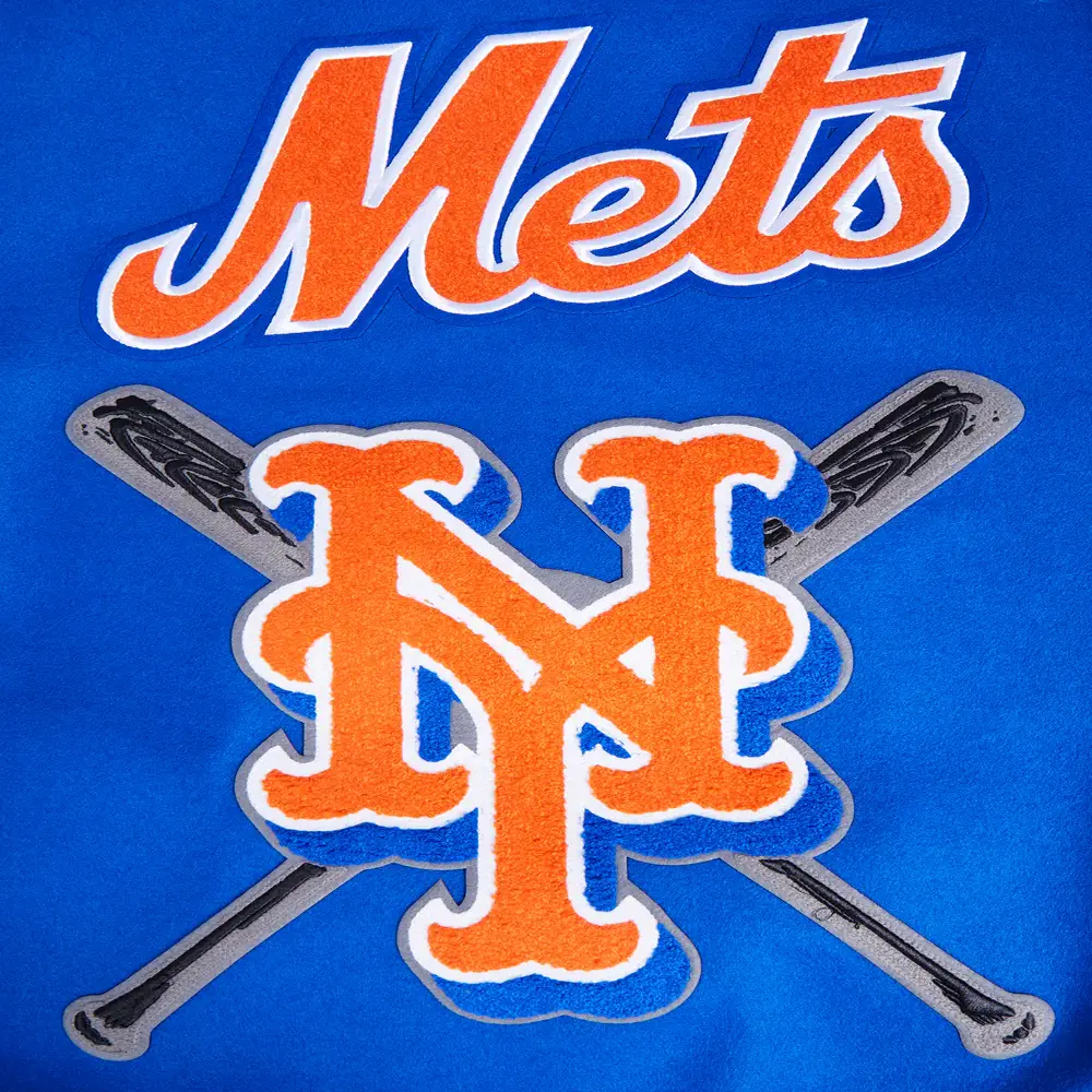 New York Mets Mashup Wool & Leather Varsity Jacket 8