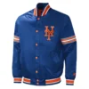 New York Mets Midfield Full-Snap Satin Varsity Jacket