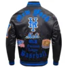 New York Mets Old English Full-Snap Black Satin Varsity Jacket 1
