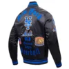 New York Mets Old English Full-Snap Black Satin Varsity Jacket 3