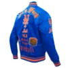 New York Mets Old English Full-Snap Satin Varsity Jacket – Blue 1