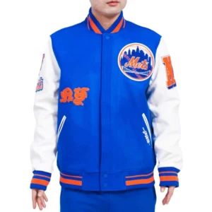 New York Mets Old English Wool & Leather Varsity Jacket