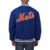 New York Mets One Color Handcrafted Logo Wool Varsity Jacket 1