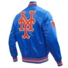 New York Mets Retro Classic Full-Snap Satin Varsity Blue Jacket 3