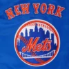 New York Mets Retro Classic Full-Snap Satin Varsity Blue Jacket 6
