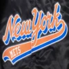 New York Mets Script Tail Black Satin Varsity Jacket 5