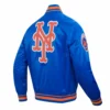 New York Mets Script Tail Satin Varsity Jacket – Blue 2