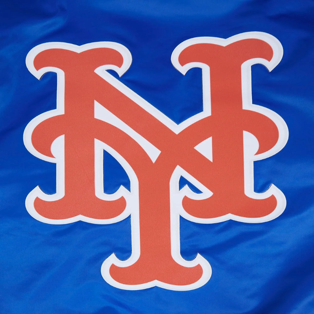 New York Mets Script Tail Satin Varsity Jacket – Blue 3