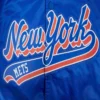 New York Mets Script Tail Satin Varsity Jacket – Blue 4