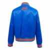 New York Mets Script Tail Women’s Satin Varsity Jacket 3