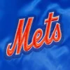 New York Mets Script Tail Women’s Satin Varsity Jacket 4
