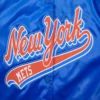 New York Mets Script Tail Women’s Satin Varsity Jacket 5