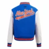 New York Mets Script Tail Women’s Wool & Leather Varsity Jacket 1