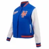 New York Mets Script Tail Women’s Wool & Leather Varsity Jacket 2