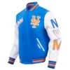 New York Mets Script Tail Wool & Leather Varsity Jacket 2
