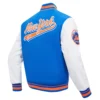 New York Mets Script Tail Wool & Leather Varsity Jacket 3