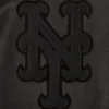 New York Mets Shirt Collar Full Leather Black Bomber Varsity Jacket 2 - Copy