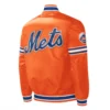 New York Mets Slider Full-Snap Satin Varsity Jacket – Orange 1
