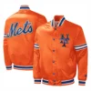 New York Mets Slider Full-Snap Satin Varsity Jacket – Orange 2