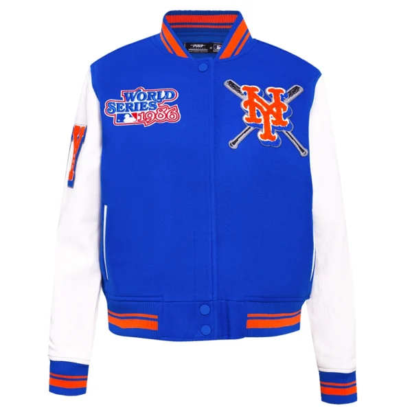 New York Mets Women’s Mashup Wool & Leather Varsity Jacket
