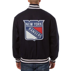 New York Rangers Black Wool Varsity Jacket 1