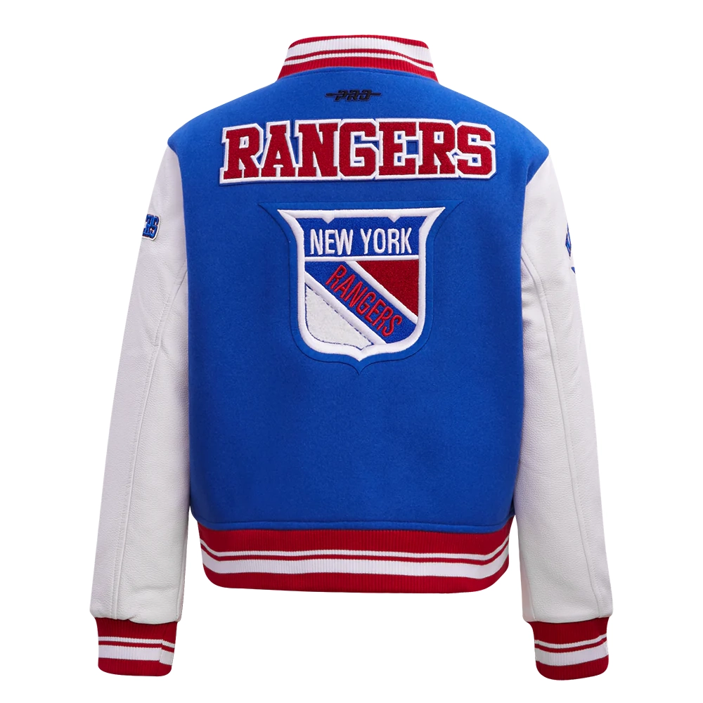 New York Rangers Retro Women’s Blue Wool Varsity Jacket 1