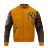 New York Yankees Classic Logo Tan & Brown Varsity Jacket