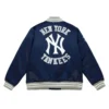 New York Yankees Cooperstown Heavyweight Full-Snap Satin Varsity Navy Jacket 1