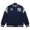 New York Yankees Cooperstown Heavyweight Full-Snap Satin Varsity Navy Jacket