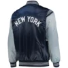 New York Yankees EnforcerFull-Snap Satin Navy & Gray Varsity Jacket 1