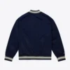 New York Yankees Lightweight Satin Full-Snap Classic Ribbed Knitted Satin Varsity Jacket – Navy 1