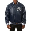 New York Yankees Navy Full Leather Varsity Jacket