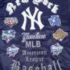 New York Yankees Old English Classic Rib Knitted Satin Varsity Navy Jacket 4