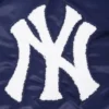 New York Yankees Old English Classic Rib Knitted Satin Varsity Navy Jacket 5