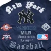 New York Yankees Old English Full-Snap Satin Navy Varsity Jacket 6