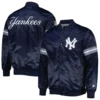 New York Yankees Pick & Roll Full-Snap Navy Satin Varsity Jacket 3