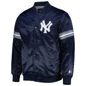 New York Yankees Pick & Roll Full-Snap Navy Satin Varsity Jacket