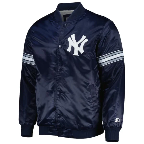 New York Yankees Pick & Roll Full-Snap Navy Satin Varsity Jacket