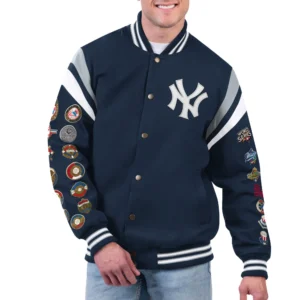 New York Yankees Quick Full-Snap Varsity Jacket – Navy