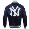 New York Yankees Retro Classic Full-Snap Navy Satin Varsity Jacket 1