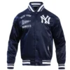 New York Yankees Retro Classic Full-Snap Navy Satin Varsity Jacket