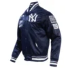 New York Yankees Retro Classic Full-Snap Navy Satin Varsity Jacket 2